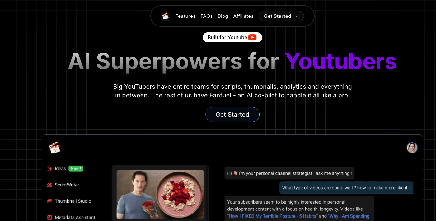 Screenshot of Fanfuel homepage