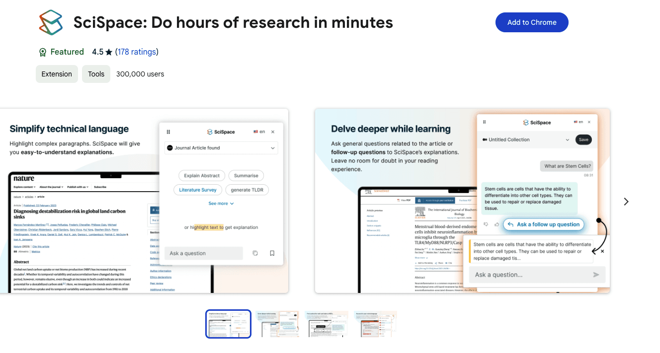 Screenshot of SciSpace homepage