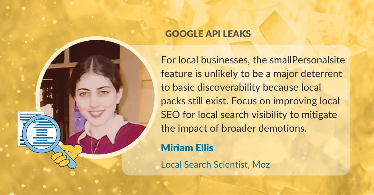 Miriam Ellis Google API leaks quote