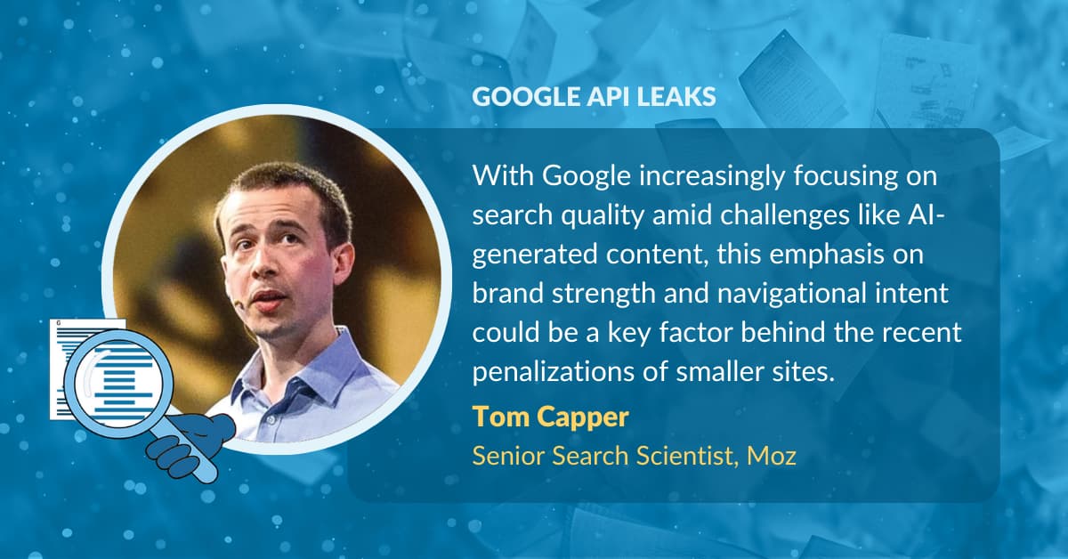 Tom Capper Google API leaks quote