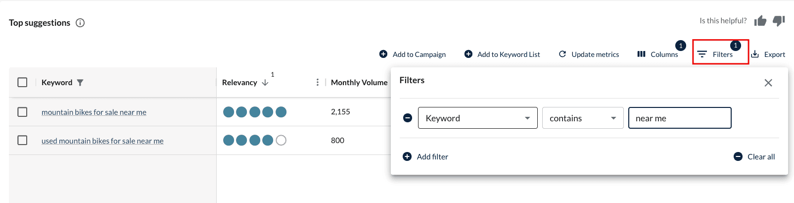 group keywords by near me searches