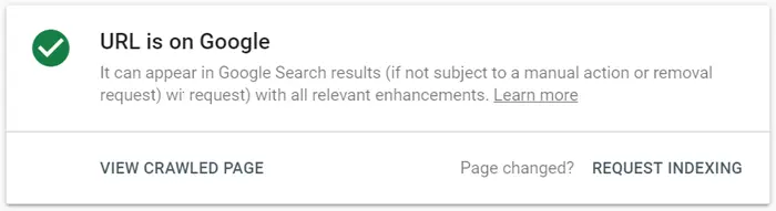 GSC request indexing screen
