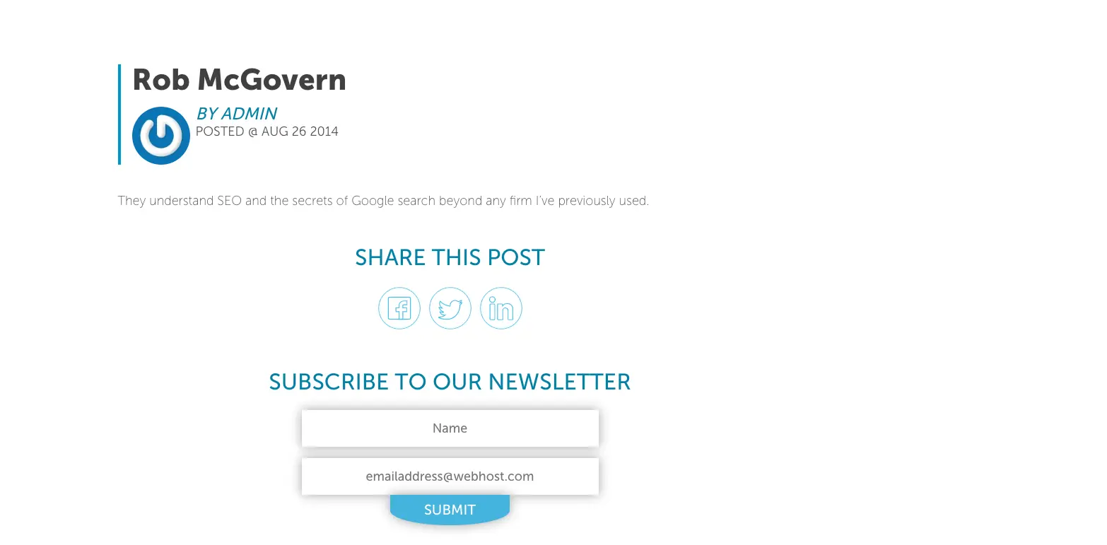 Example of thin content - testimonials