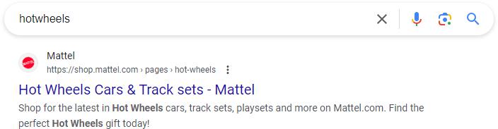 An example of Google showing results for a query with unmatched titles