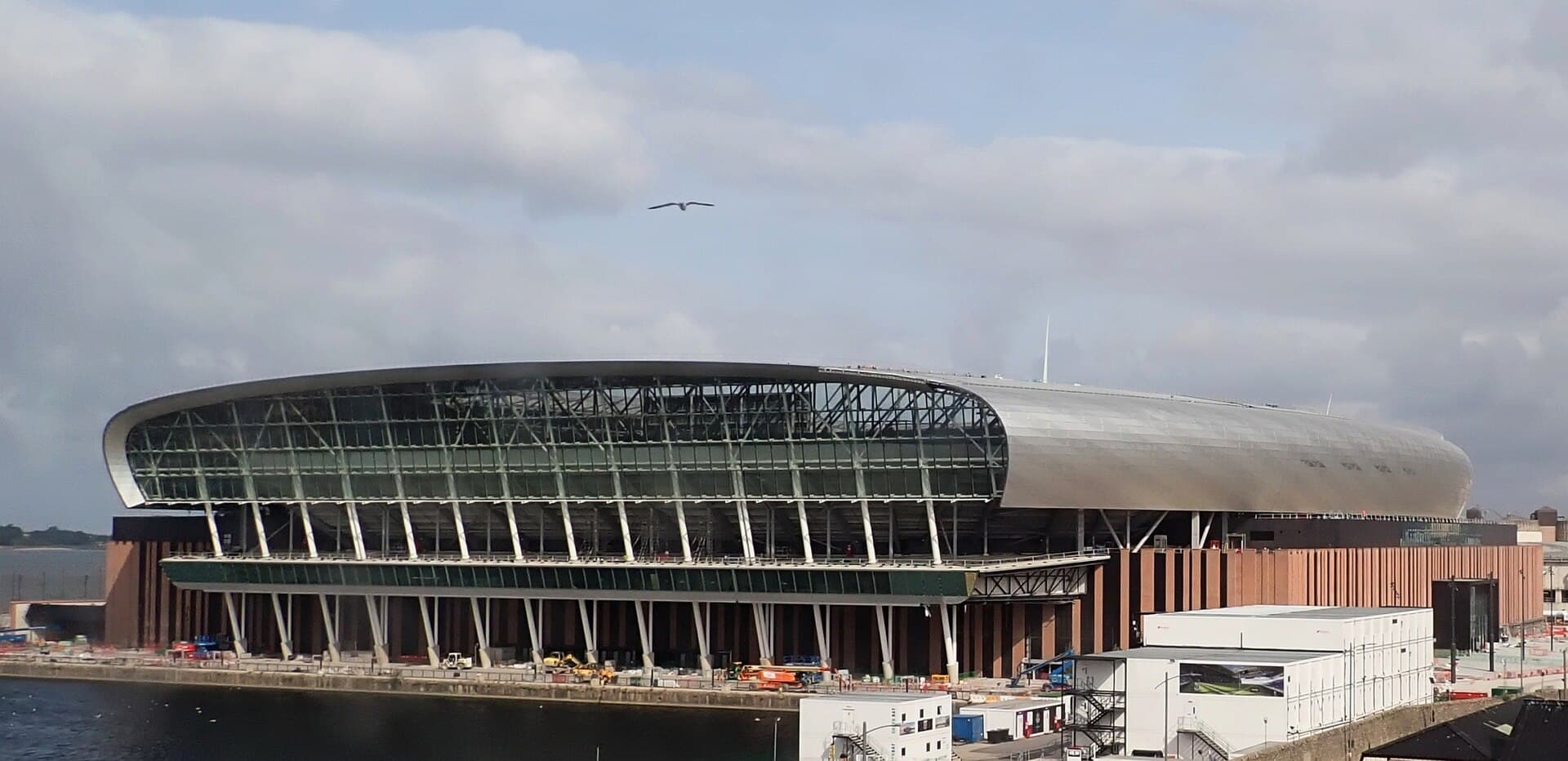 Aerial view of Goodison Park stadium (Everton F.C.'s current home), illustrating the concept of website migration.