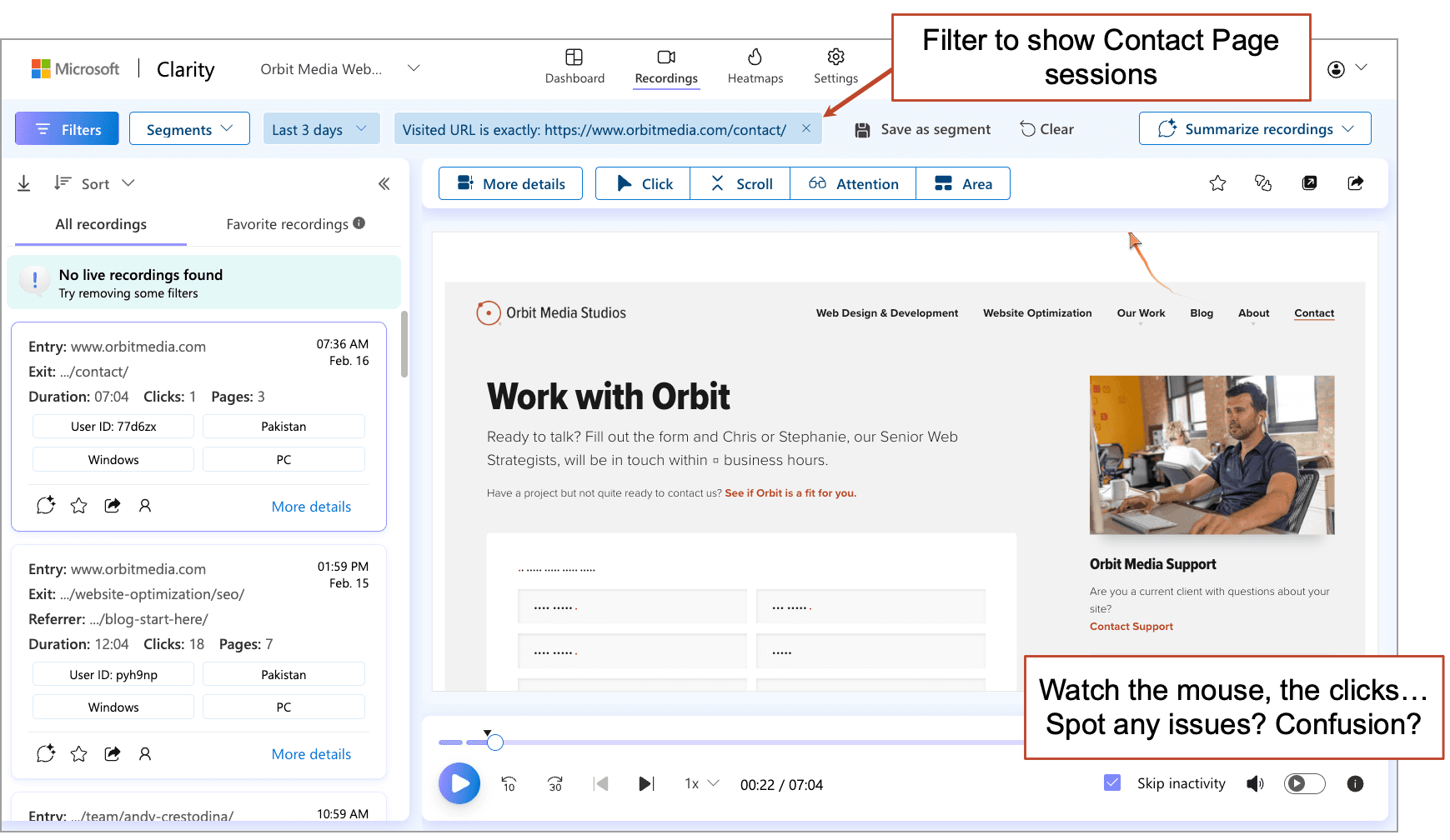 Use Microsoft Clarity to record website sessions