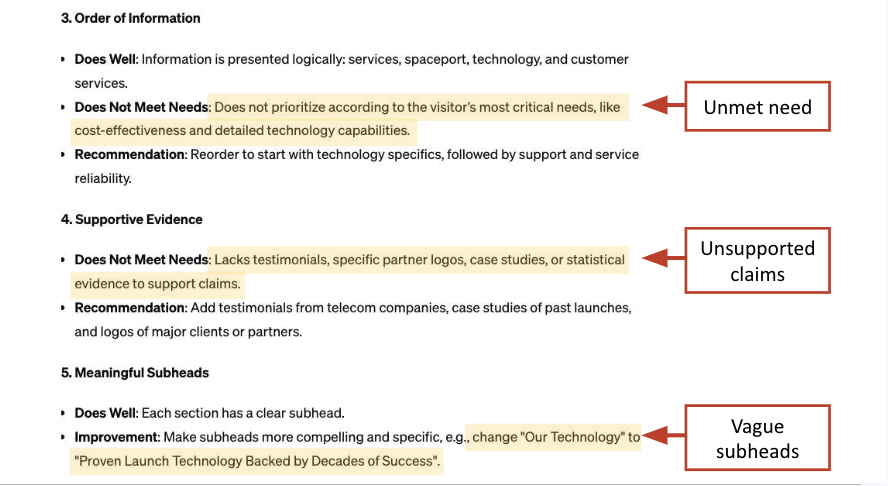 Use AI to find deficiencies on the page
