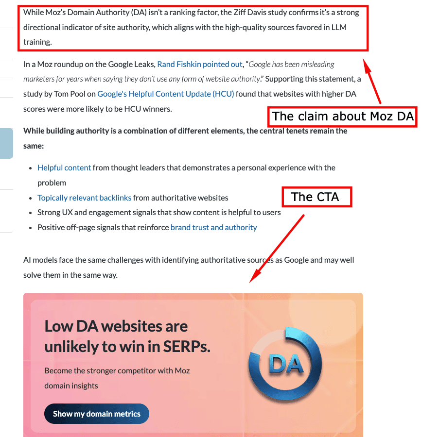 Moz Blog uses contextually relevant CTAs to direct visitors to free assets