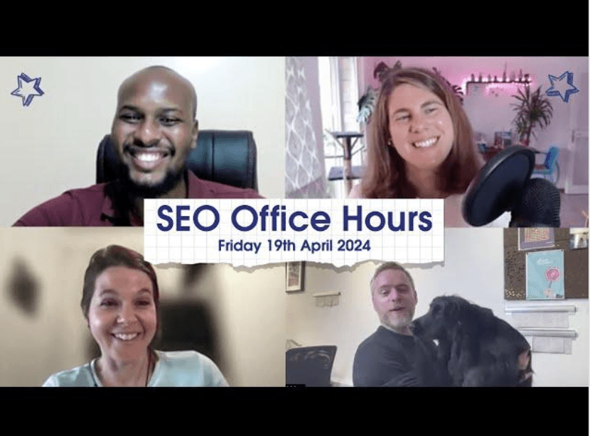 Special guests Munene Mumbi and Isaline Muelhauser with Mike Chidzey and Jo Juliana Turnbull at SEO Office Hours (April 19, 2024)