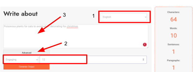 Input your language, tone, and topic