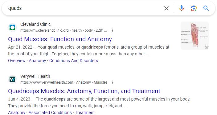 Search modifications for the keyword "quads"