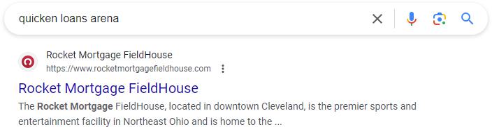 Search modifier for the keyword "quicken loans arena"
