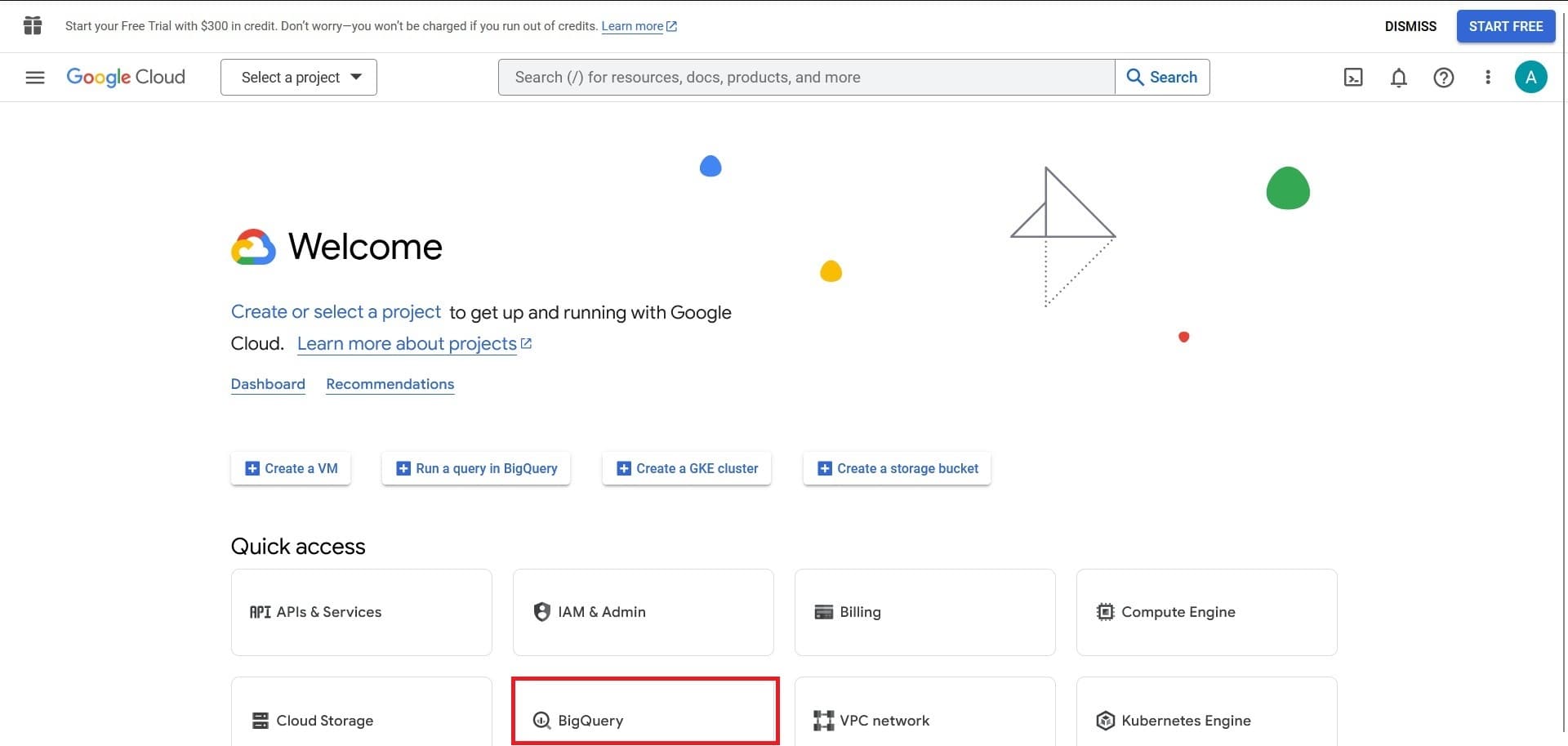 The button on the project hub to go to BigQuery.