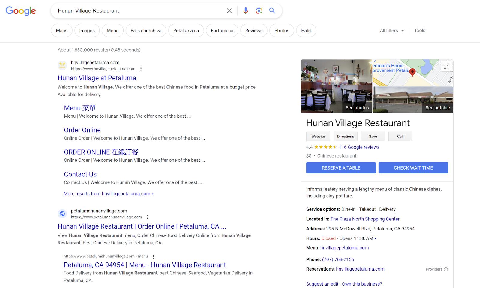 the local.google.com URL redirects to a google.com organic SERP