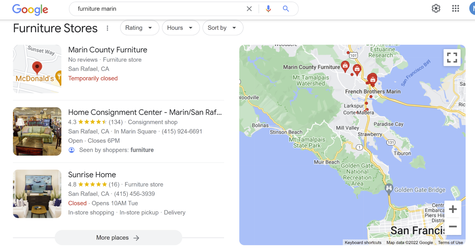 A Google search for
