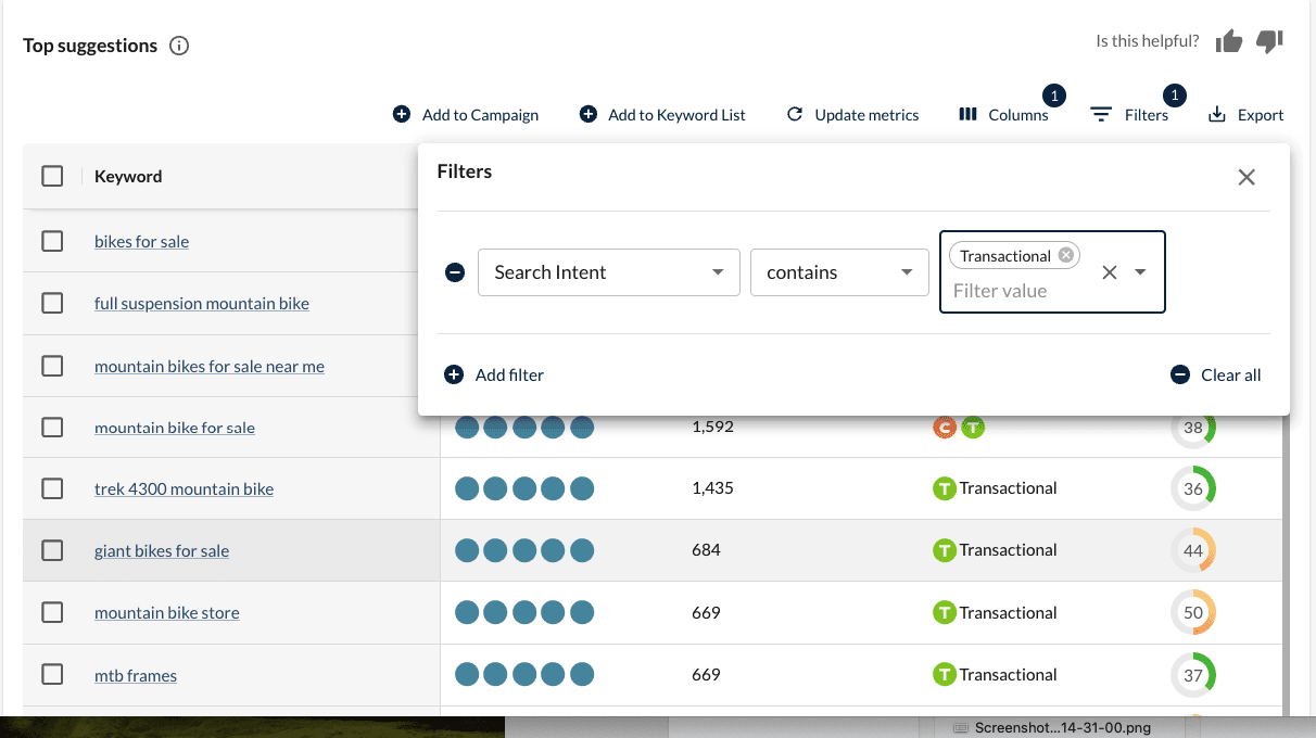 group keywords by transactional intent