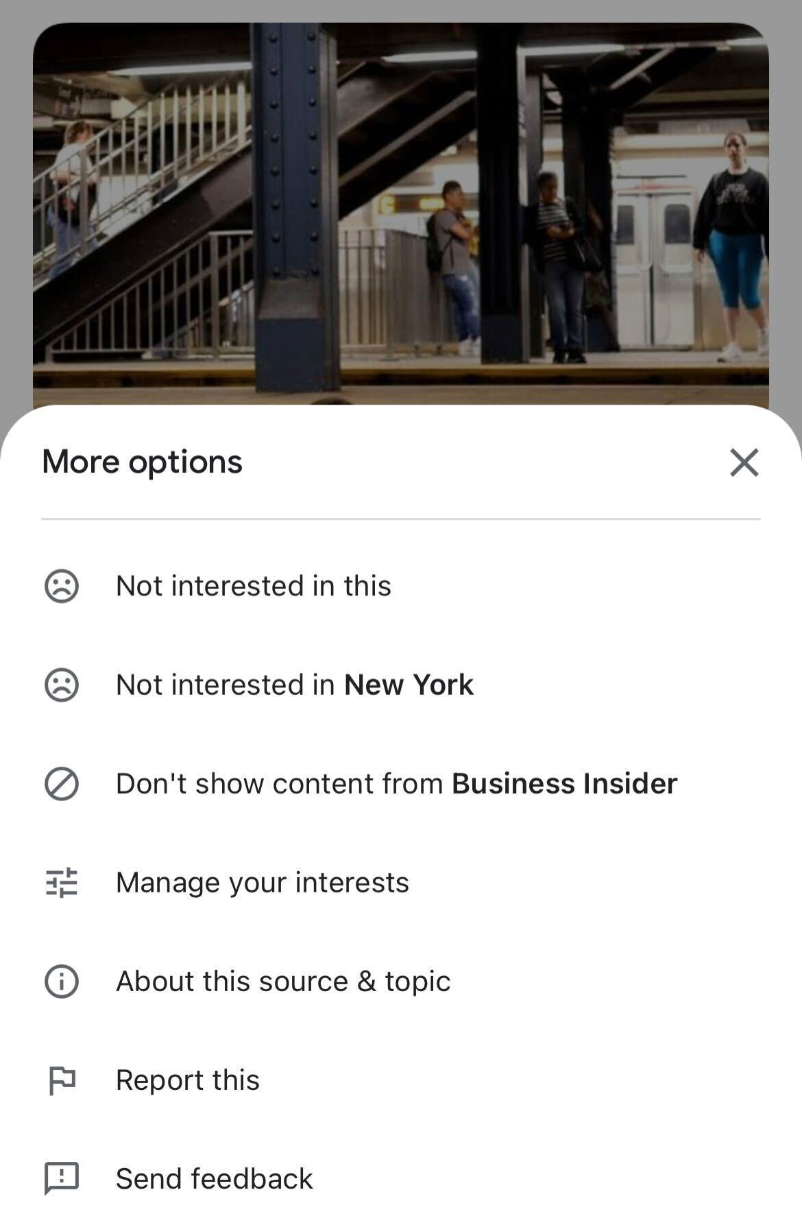 Option to label a specific publication as "not interested in"