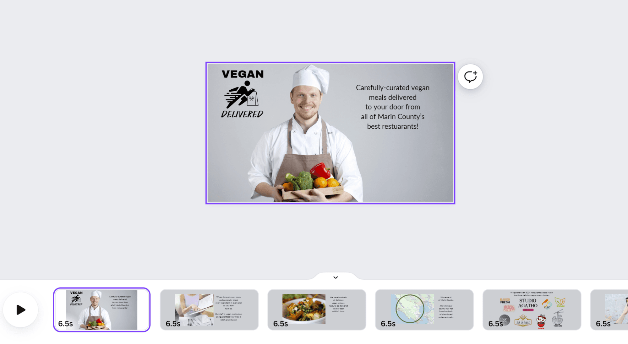 Screenshot showing a number of slides created in Canva to make up a video