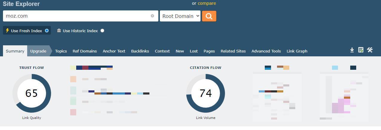 Screenshot of Site Explorer in Majestic