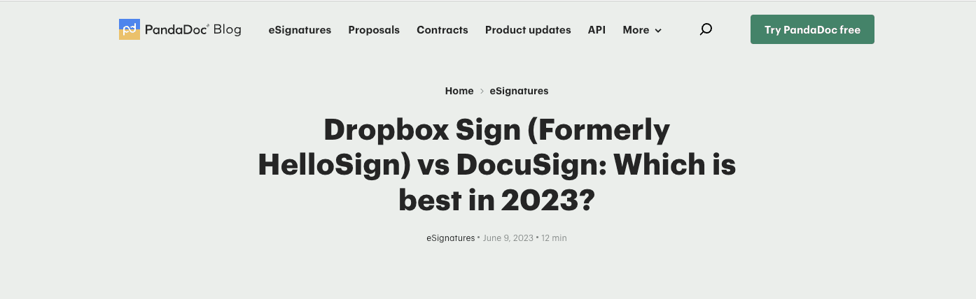 Header of the PandaDoc article