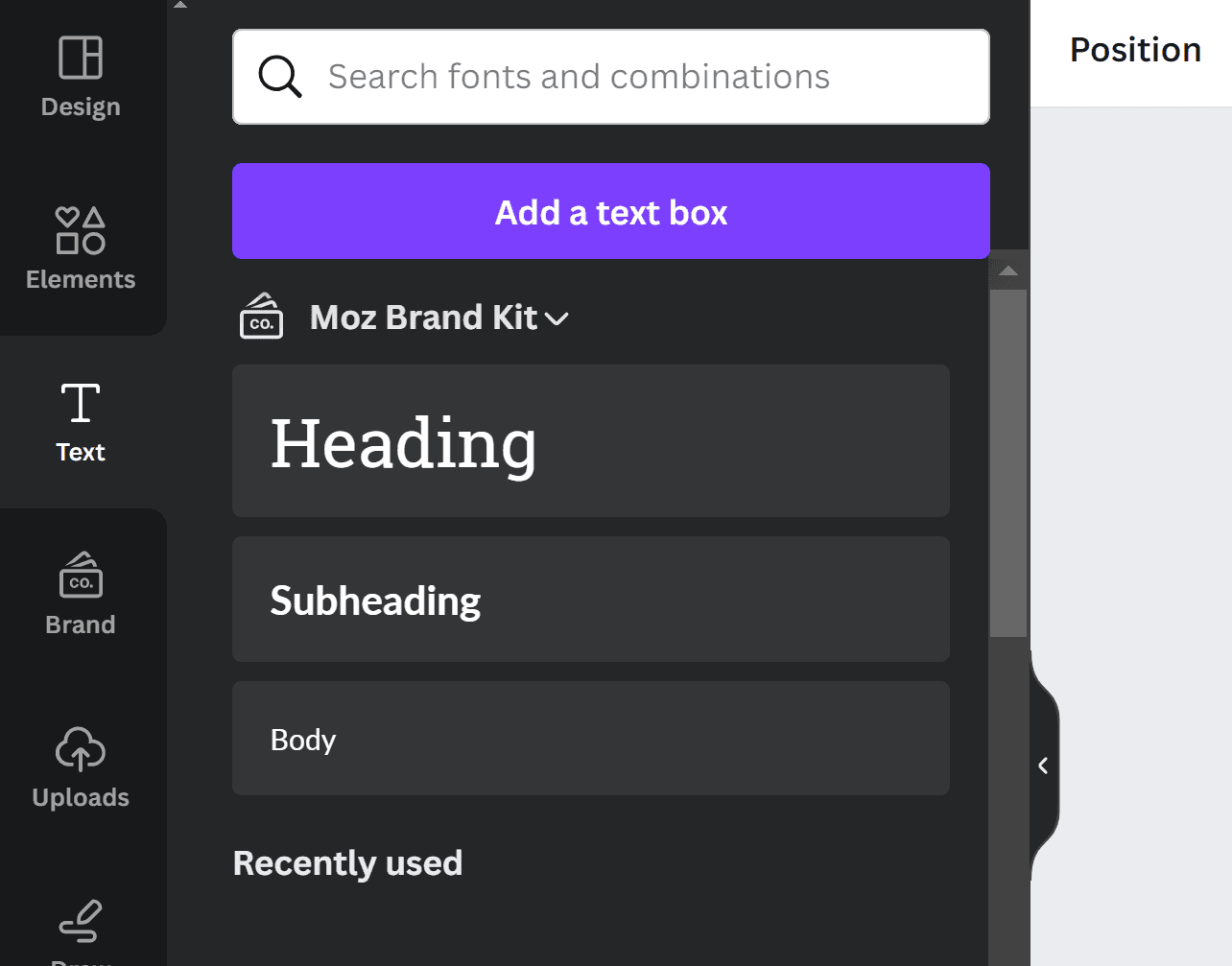 Screenshot showing how to add text overlays to the video you're creating in Canva.