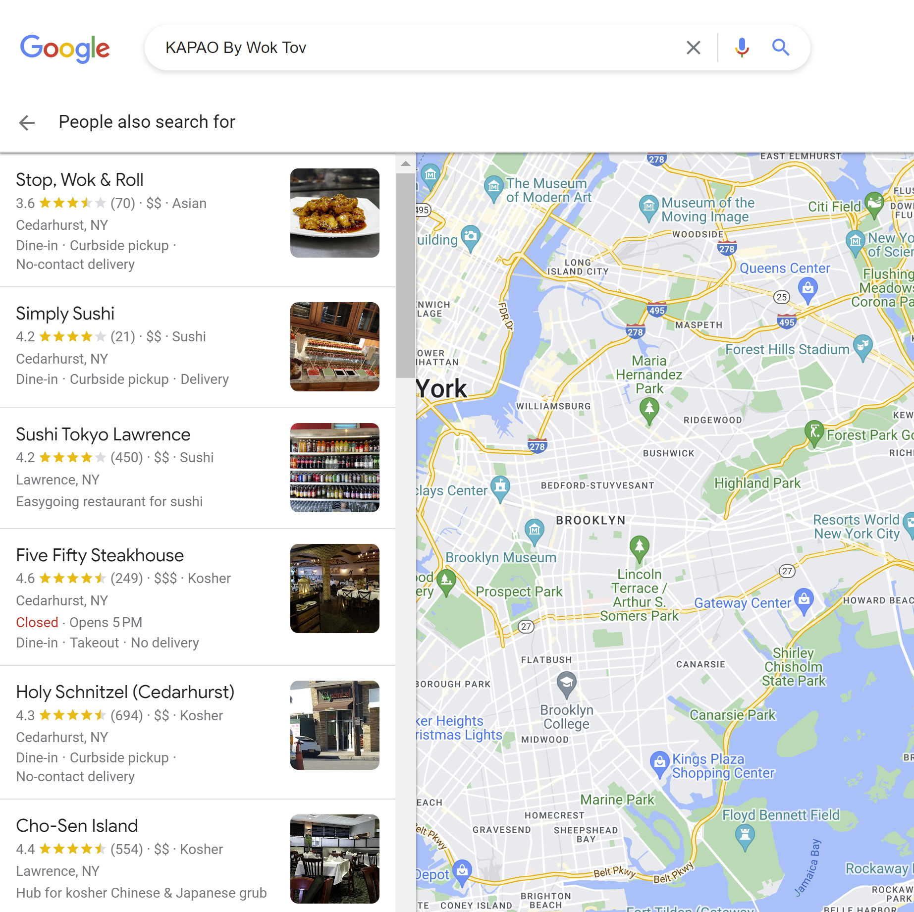 when clicked on, the 'often searched together' feature goes to a local finder labeled 'people also search for'