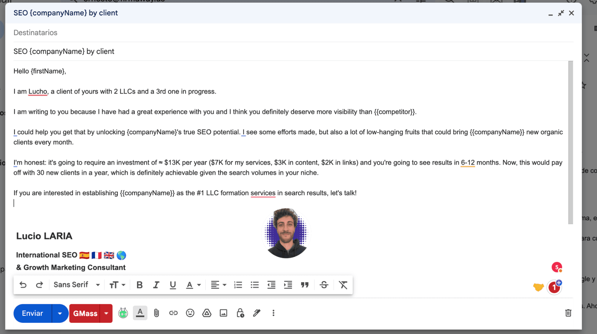 SEO email outreach example