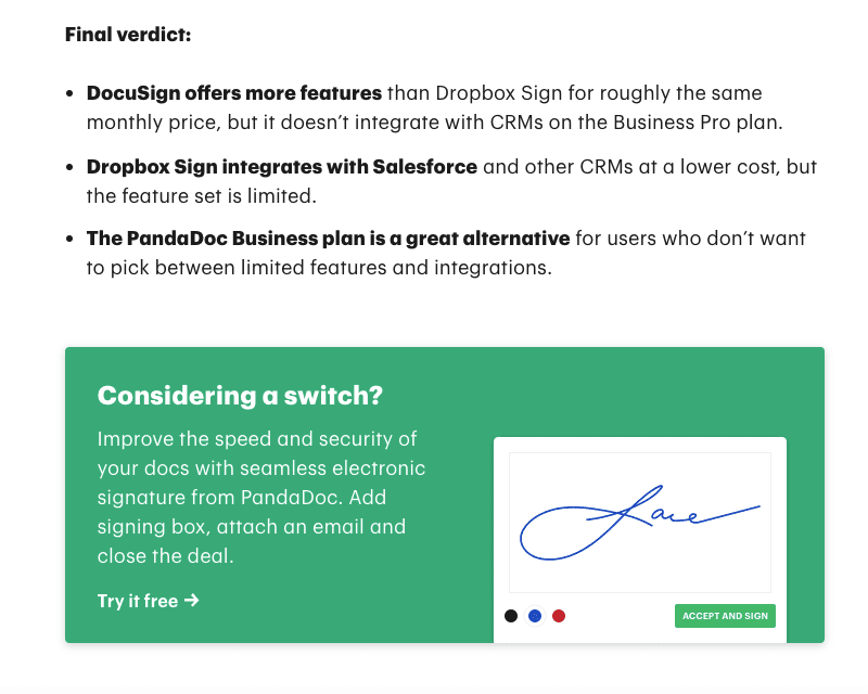 PandaDoc's value proposition
