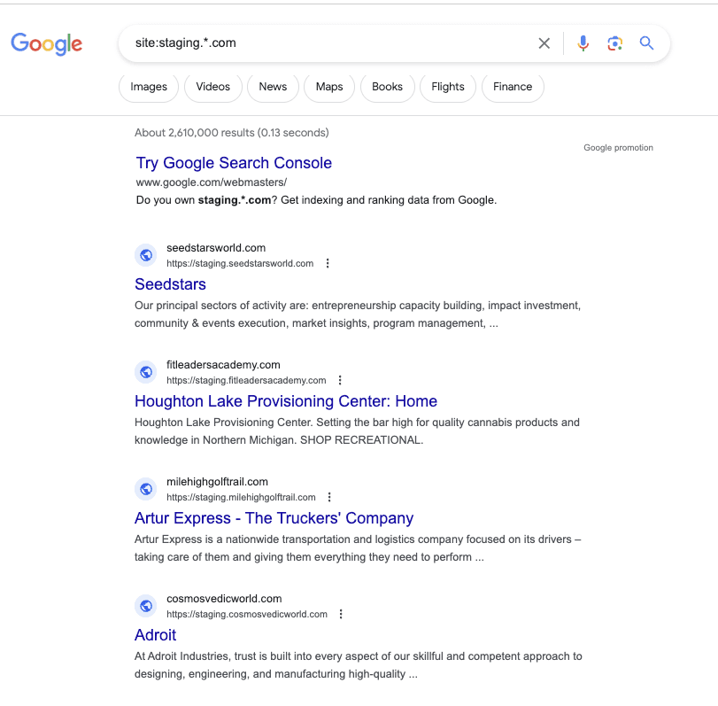 Staging sites being indexed on Google