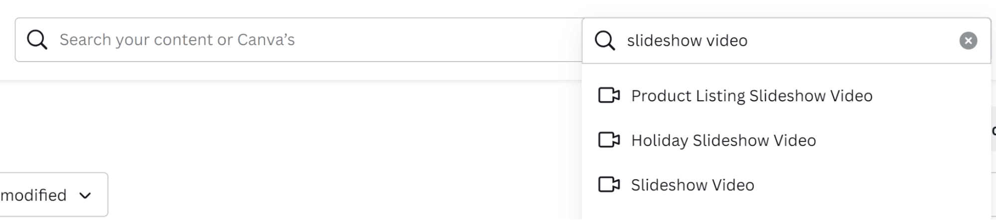 Choose a slideshow video option from the dropdown menu