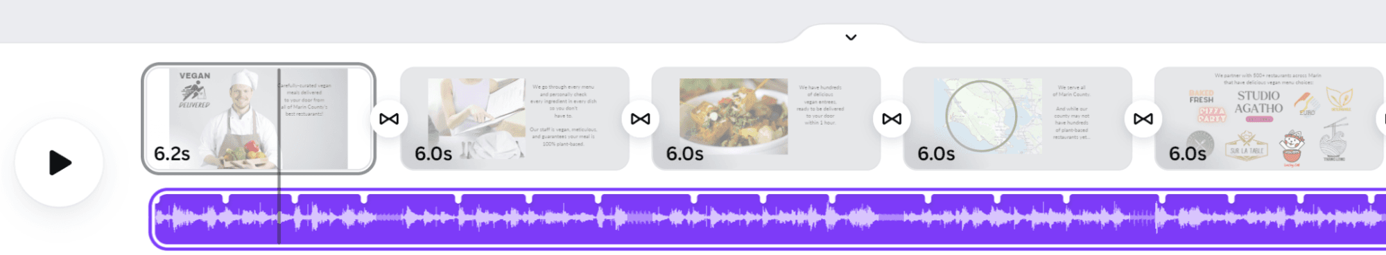 Screenshot showing how to add an audio track to your video in Canva.