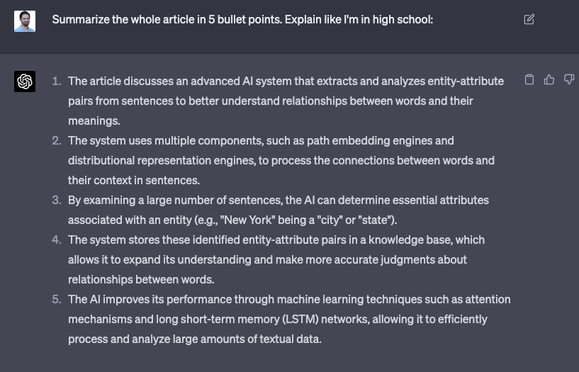 Asking ChatGPT to summarize an article