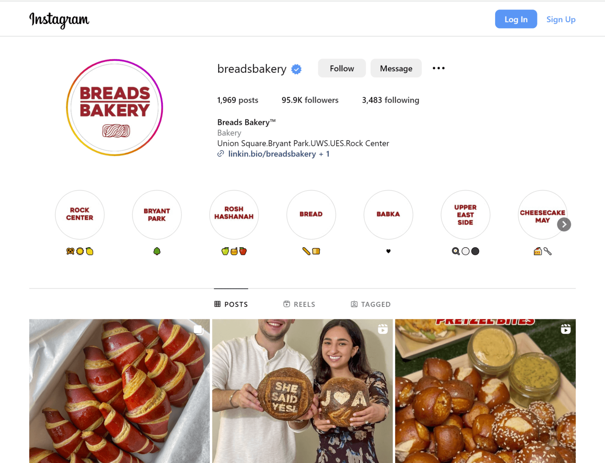 An Instagram account of a small local bakery business.