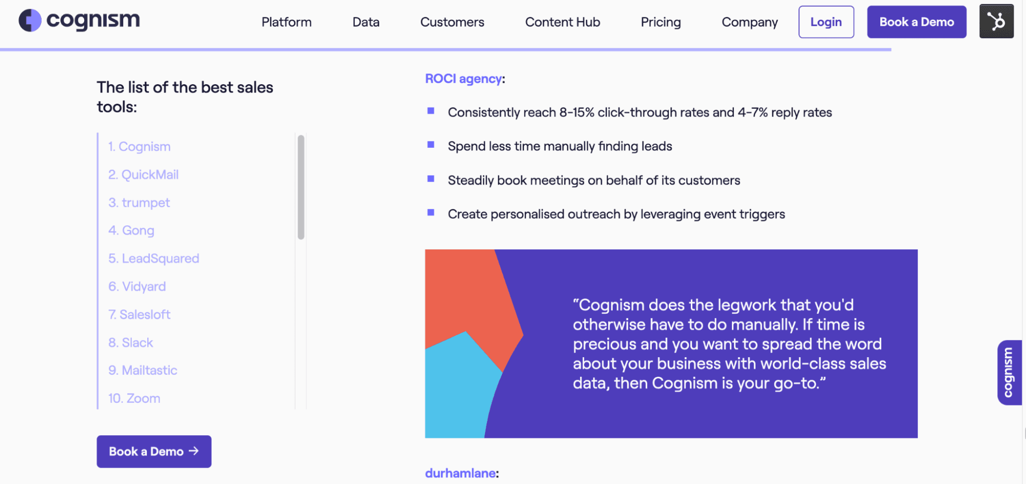 Cognism's B2B sales tools money keyword page after case studies were added
