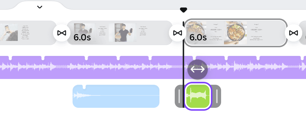 Screenshot showing how to add more than one audio track to your video in Canva.