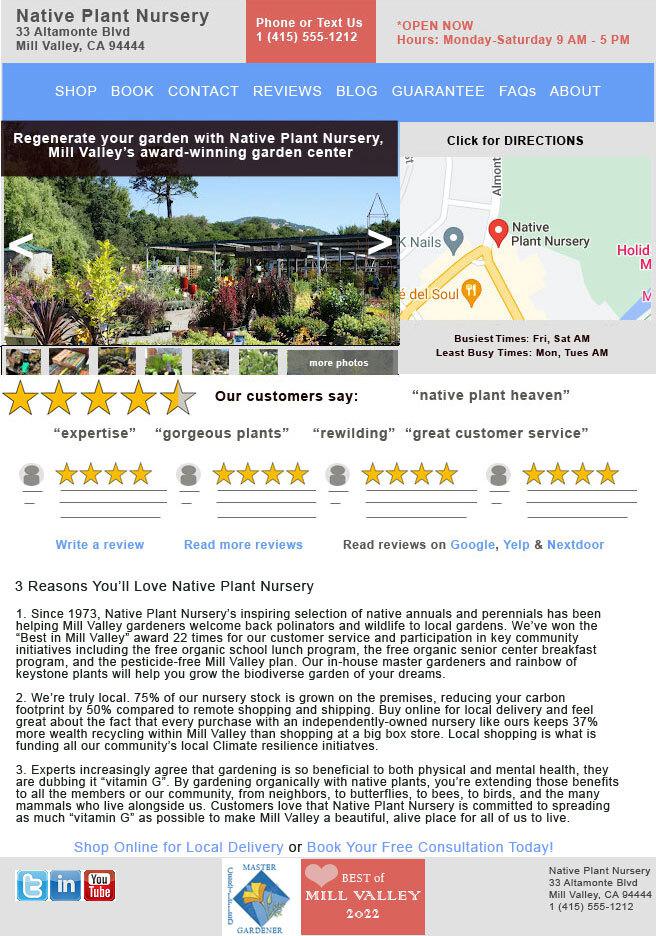 Native Plant Nursery webpage