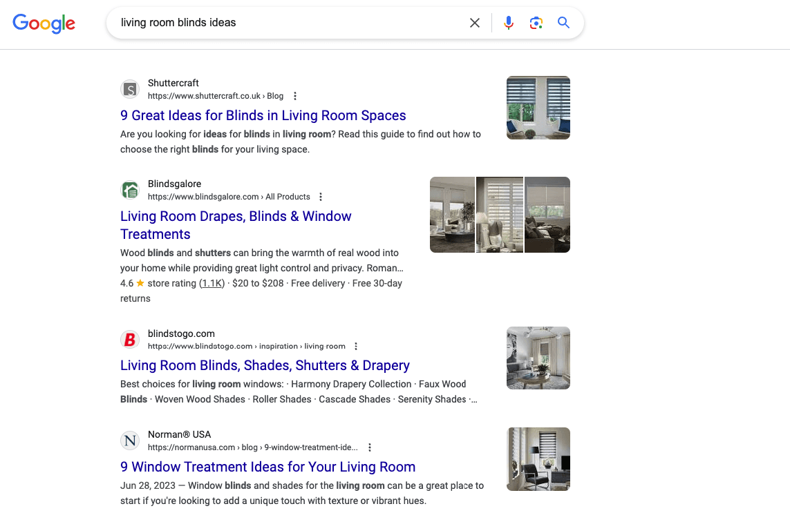 screenshot of informational intent