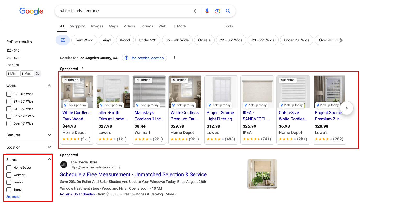 screenshot showing near me transactional modifier