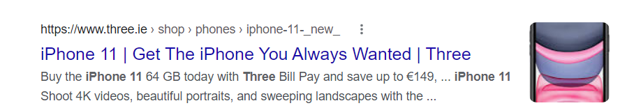 Google SERP snippet for iPhone.