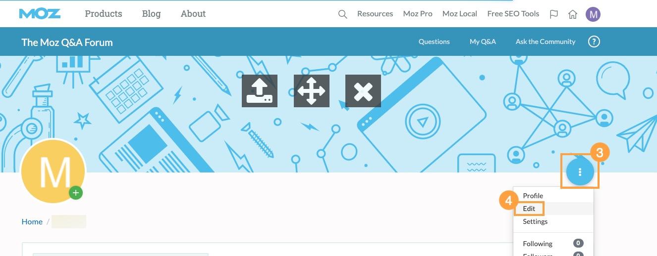 Community Profile overview with options to edit within the circular menu to the right.