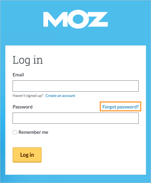 The Forgot Password link is available on the login page.