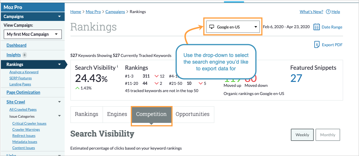 Use the drop-down provided to select your search engine.
