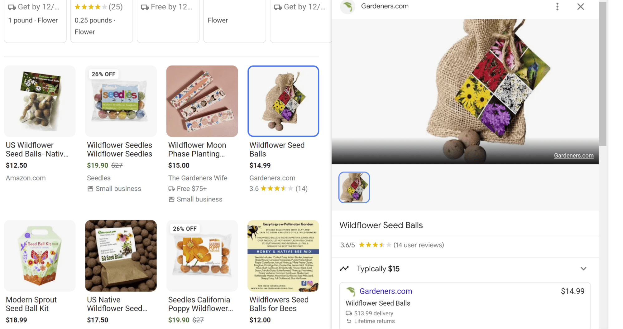 shows the larger image when clicked on from image results