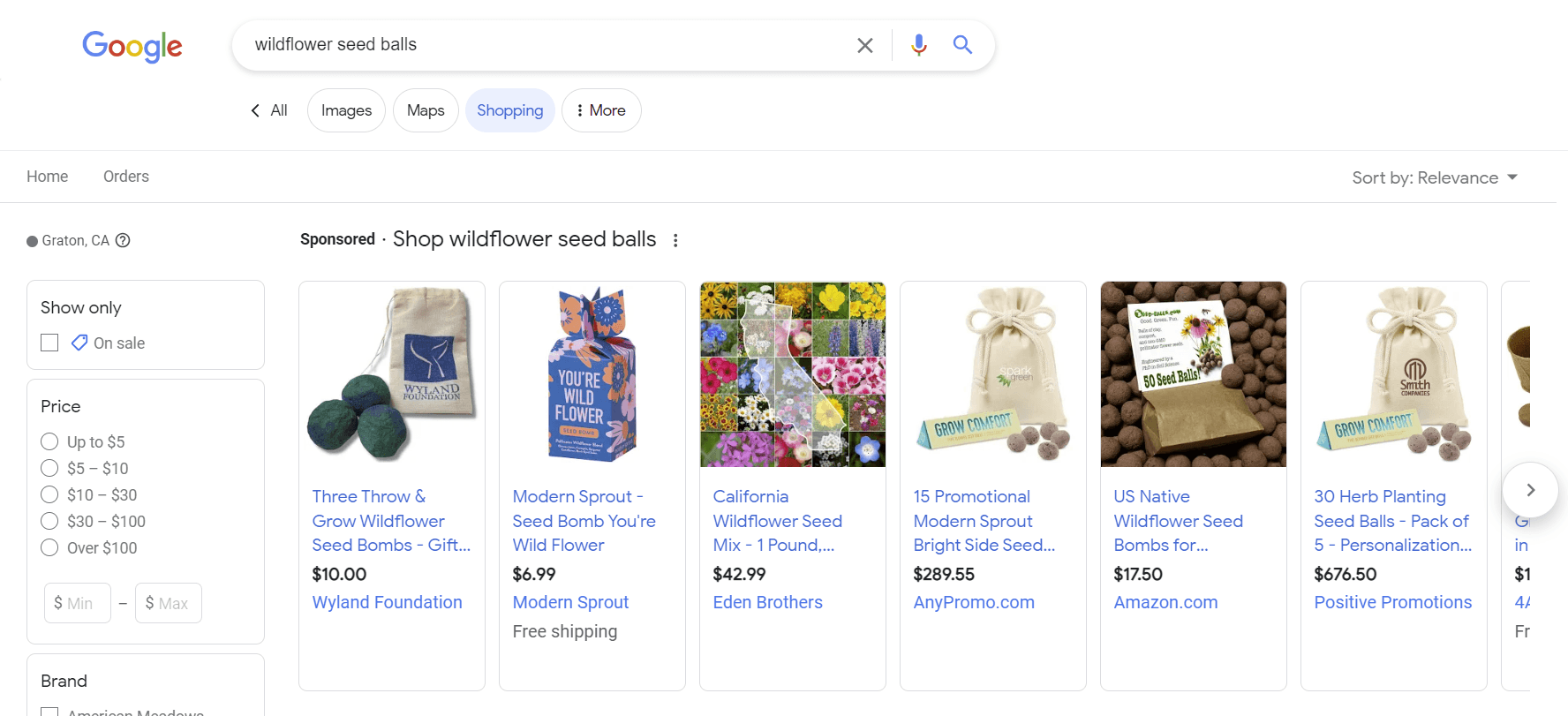 Product images in the google shopping results