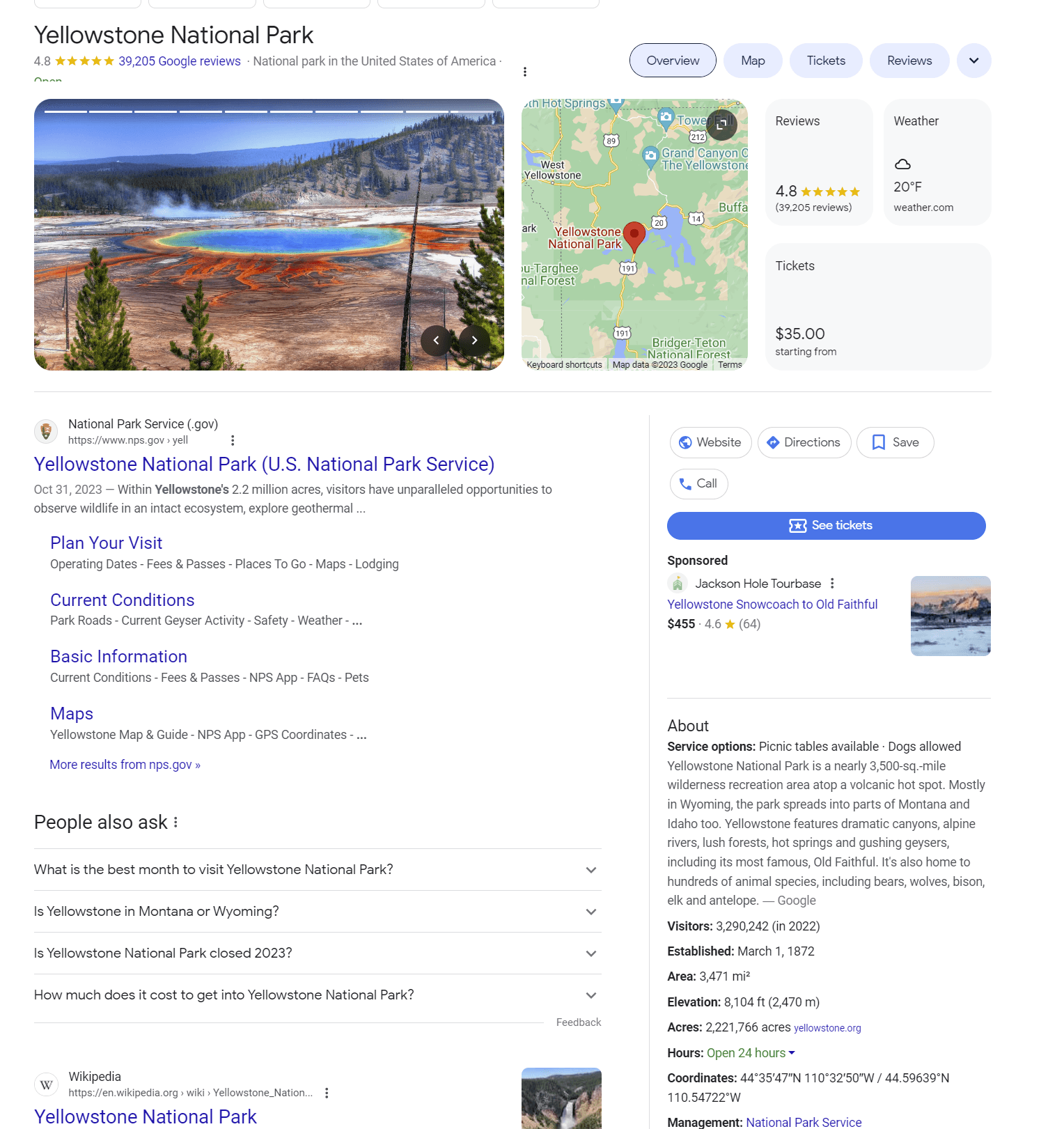 an example if a place of interest with a mix of Knowledge Panel and GBP features