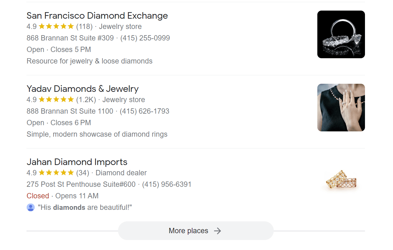 Google local pack for patagonia