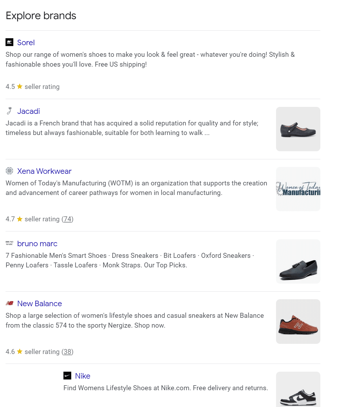 explore Brands results can feature lots of thumbnail images.