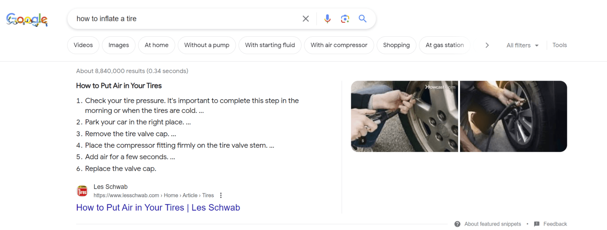 "How to" results can feature images.
