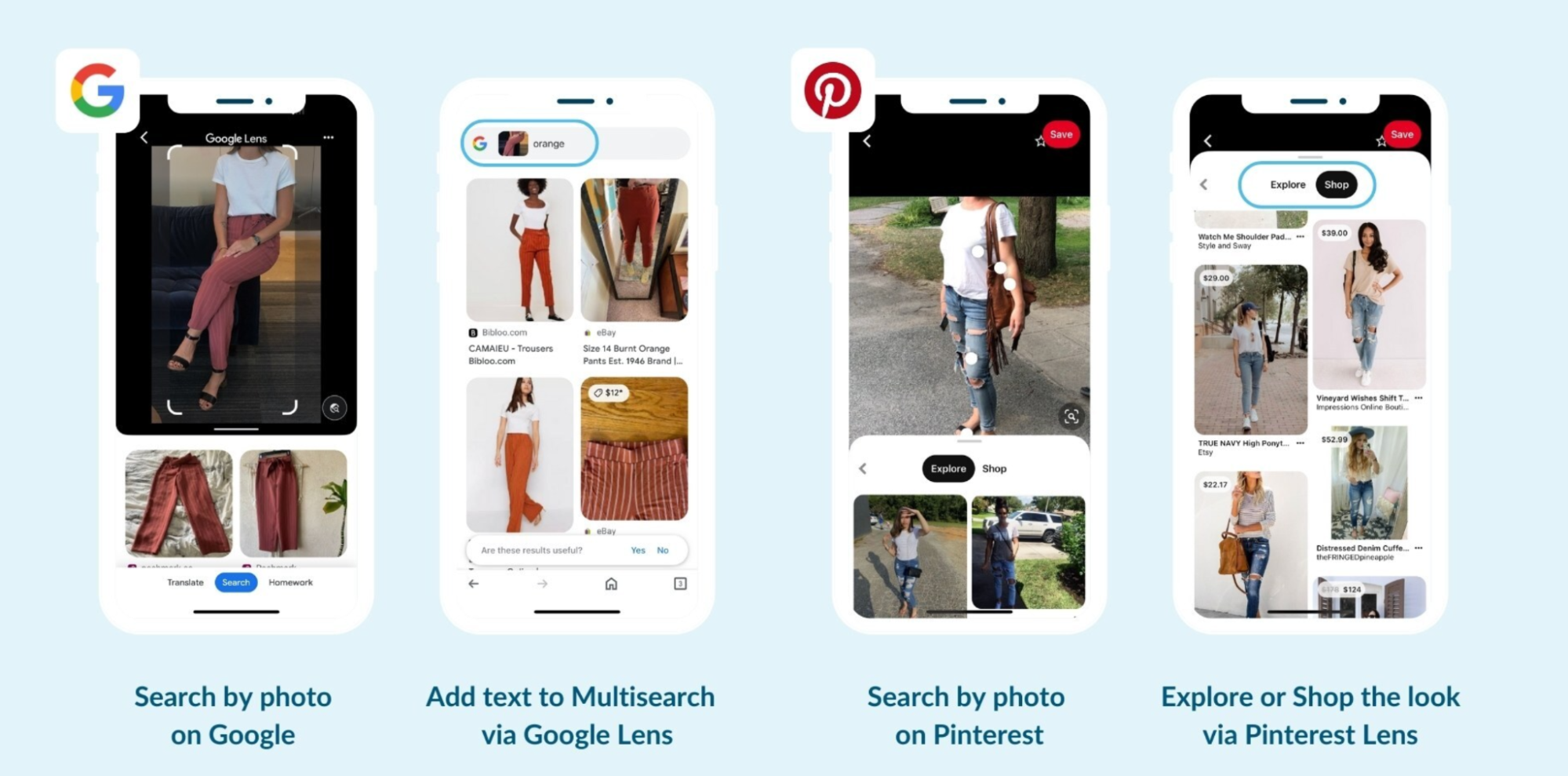 mobile phone experience with images in a grid layout