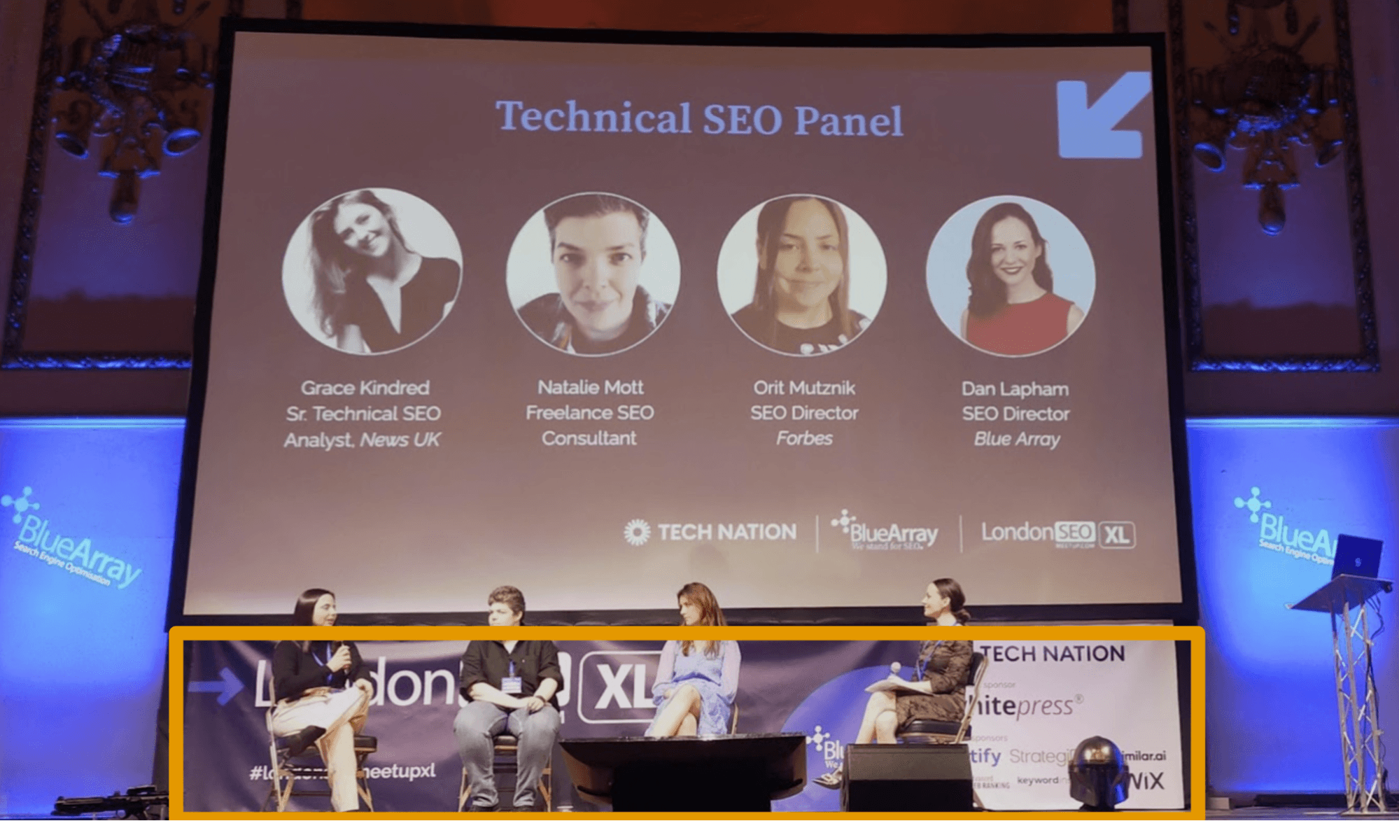 A speaker panel with the sponsorship blocked